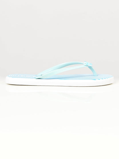 Limelight - Printed Bow Flip Flops - Blue