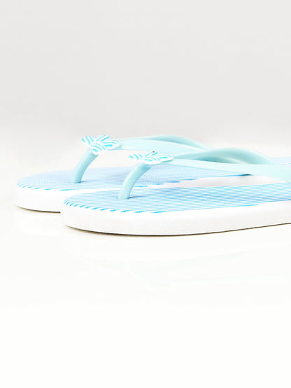 Limelight - Printed Bow Flip Flops - Blue