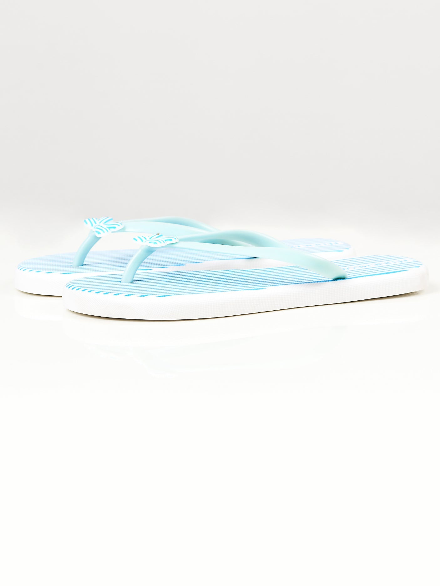 Limelight - Printed Bow Flip Flops - Blue