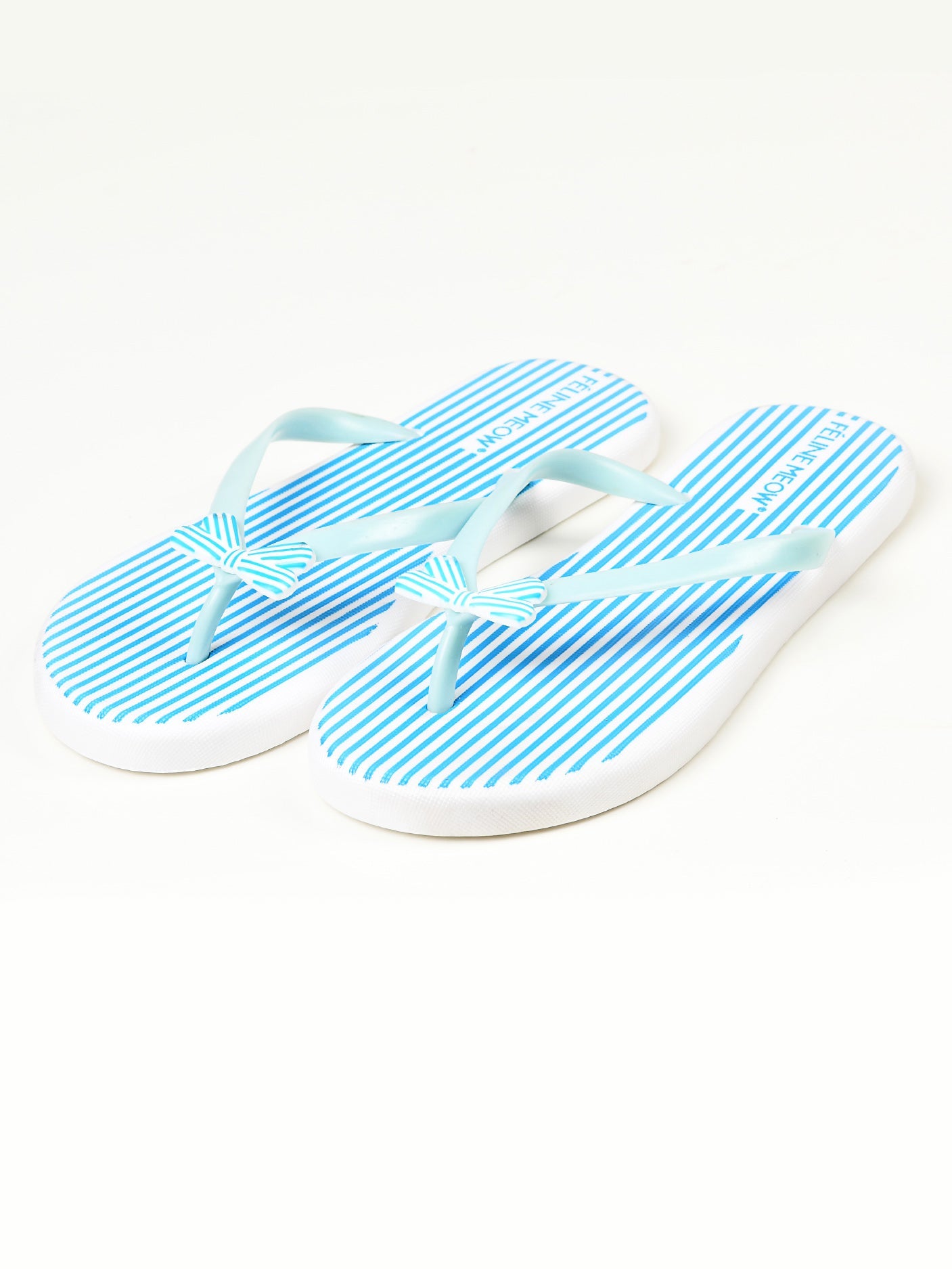 Limelight - Printed Bow Flip Flops - Blue