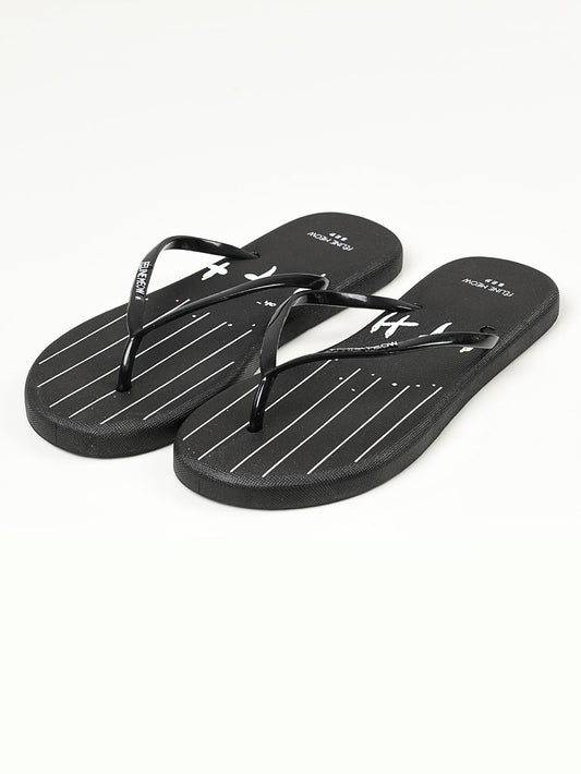 Limelight - Printed Flip Flops - Black