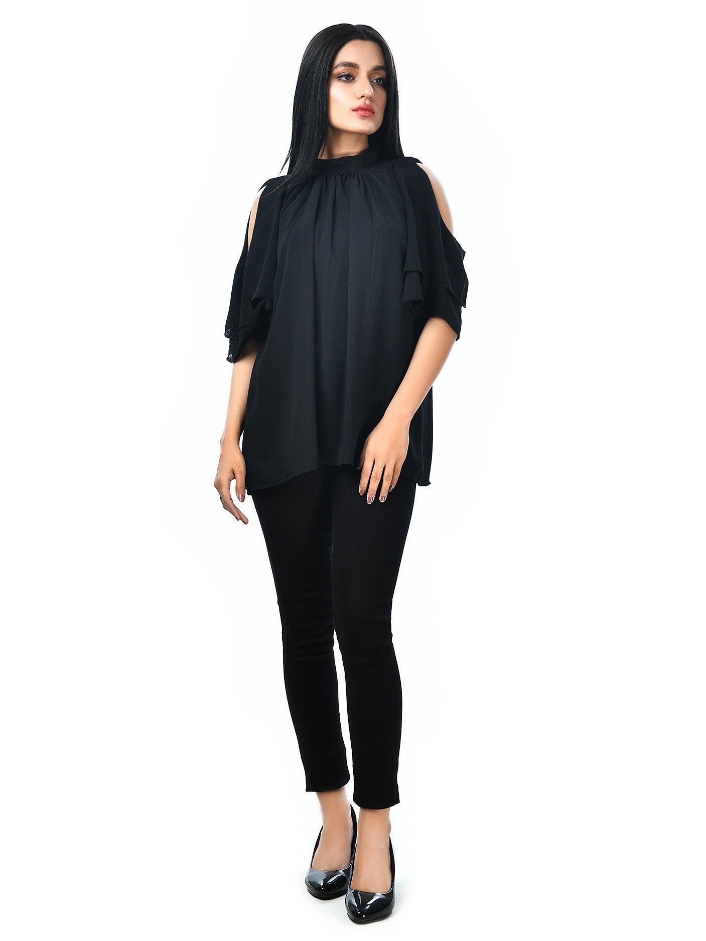 Limelight - Cold Shoulder Flared Top