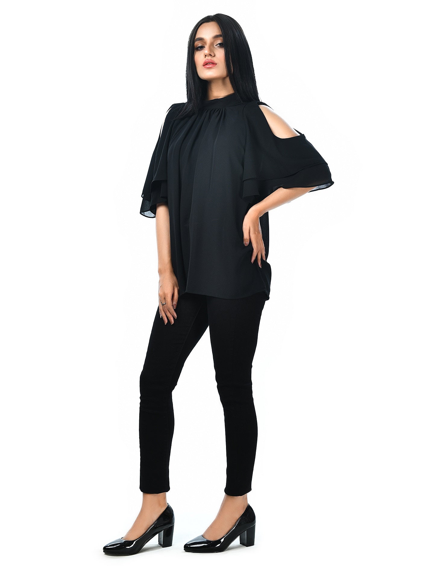 Limelight - Cold Shoulder Flared Top