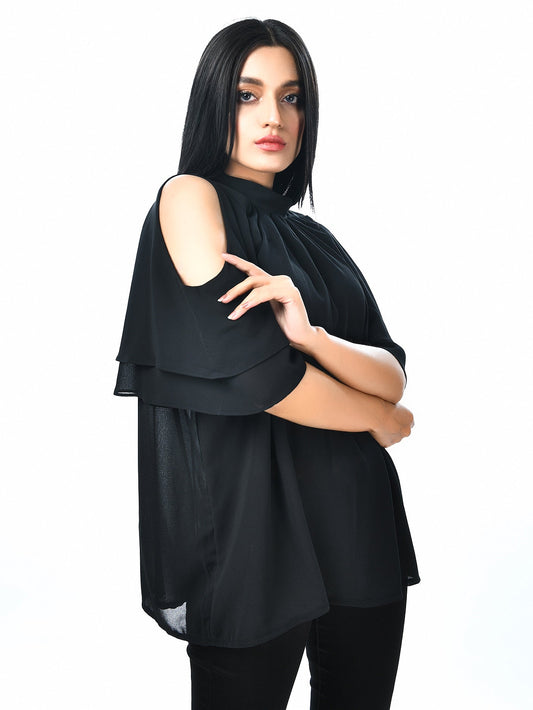 Limelight - Cold Shoulder Flared Top