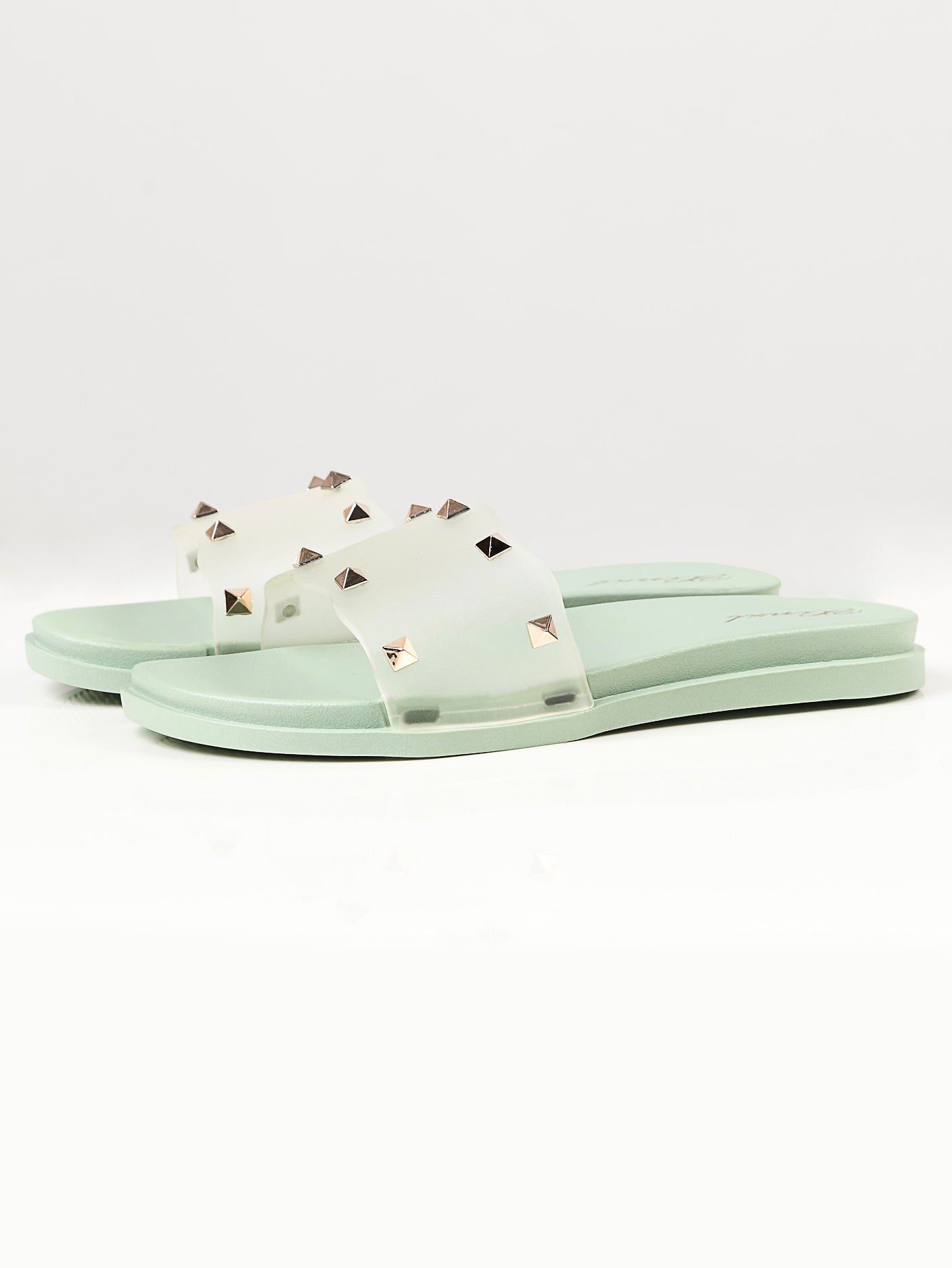 Limelight - Studded Slide Slippers - Green