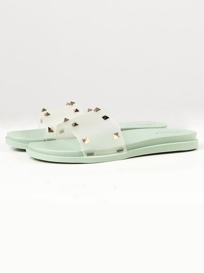 Limelight - Studded Slide Slippers - Green