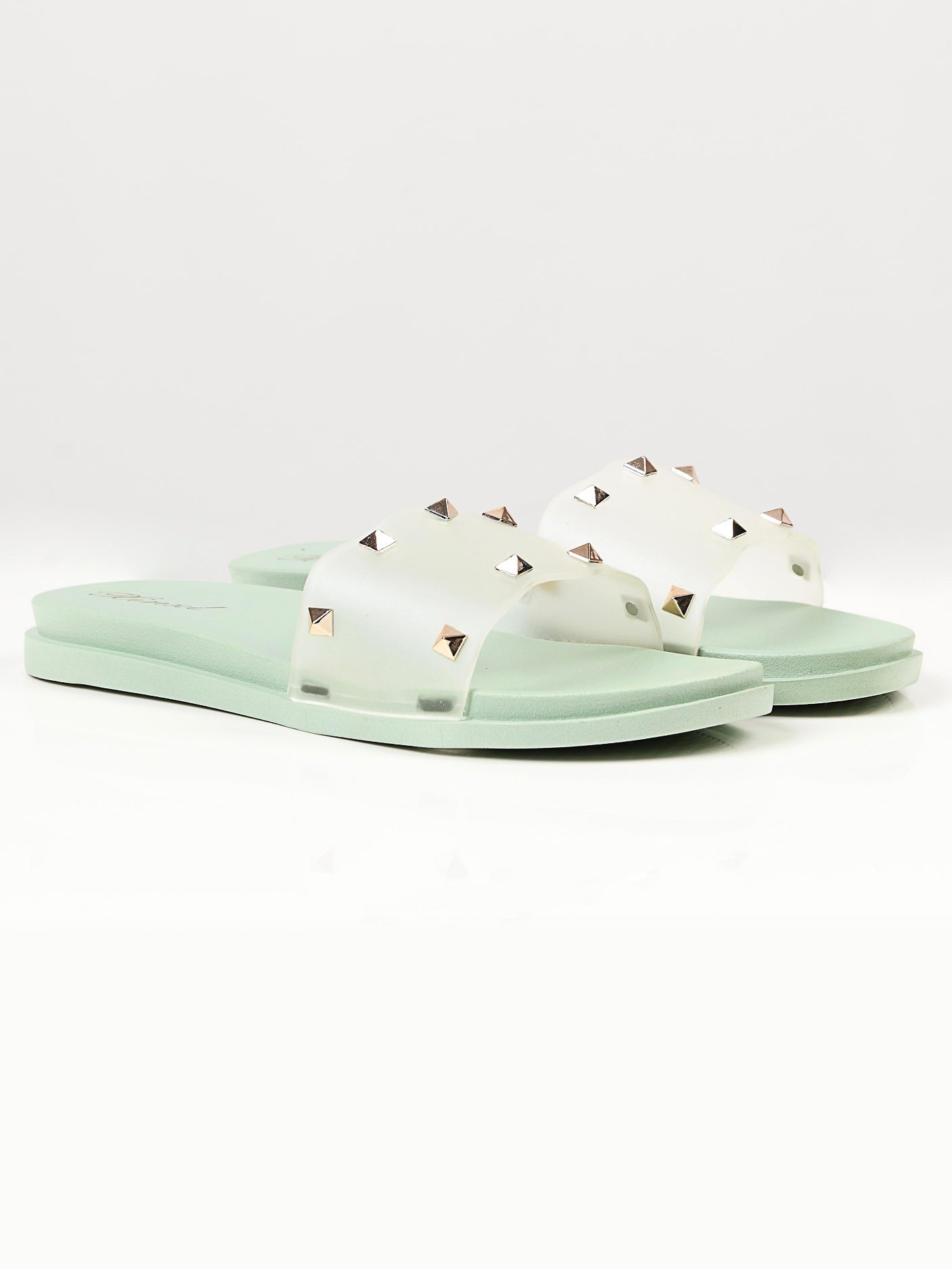 Limelight - Studded Slide Slippers - Green