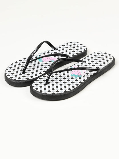 Limelight - Printed Flip Flops - Black and White