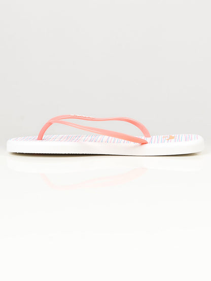 Limelight - Printed Flip Flops -  White and Peach