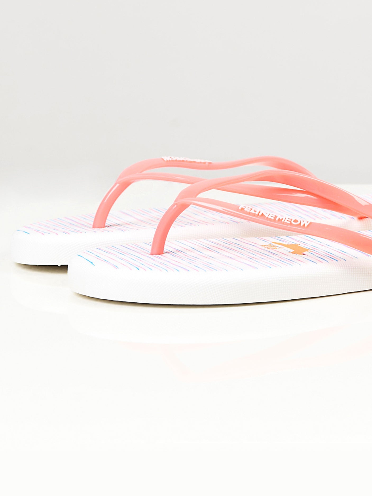 Limelight - Printed Flip Flops -  White and Peach