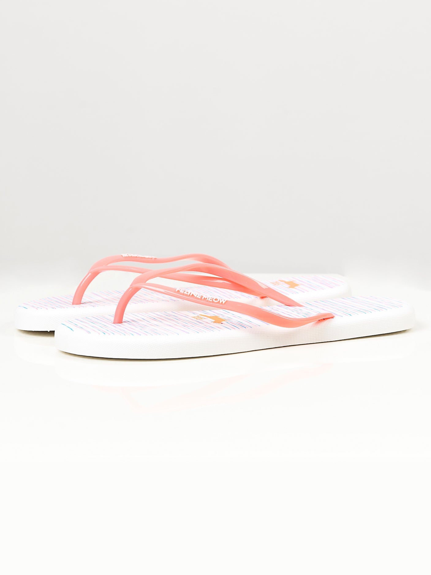 Limelight - Printed Flip Flops -  White and Peach