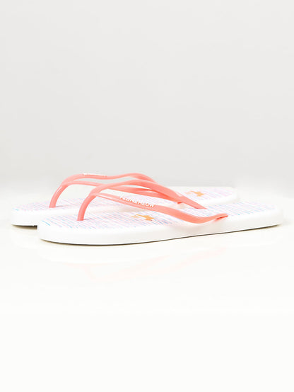 Limelight - Printed Flip Flops -  White and Peach