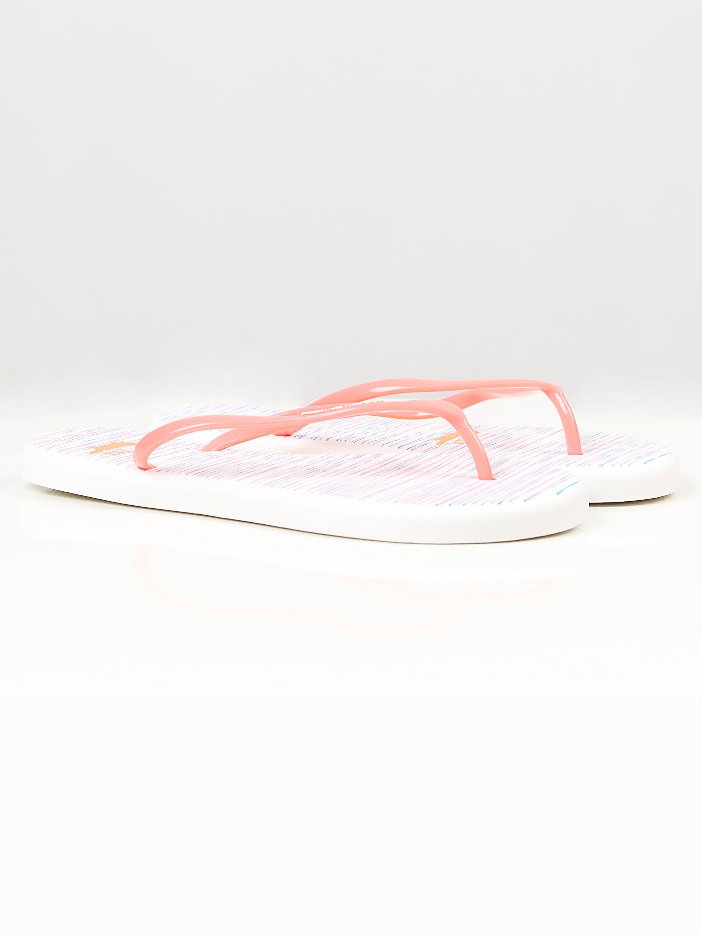 Limelight - Printed Flip Flops -  White and Peach