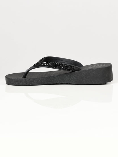 Limelight - Rhinestone Flip Flops - Black