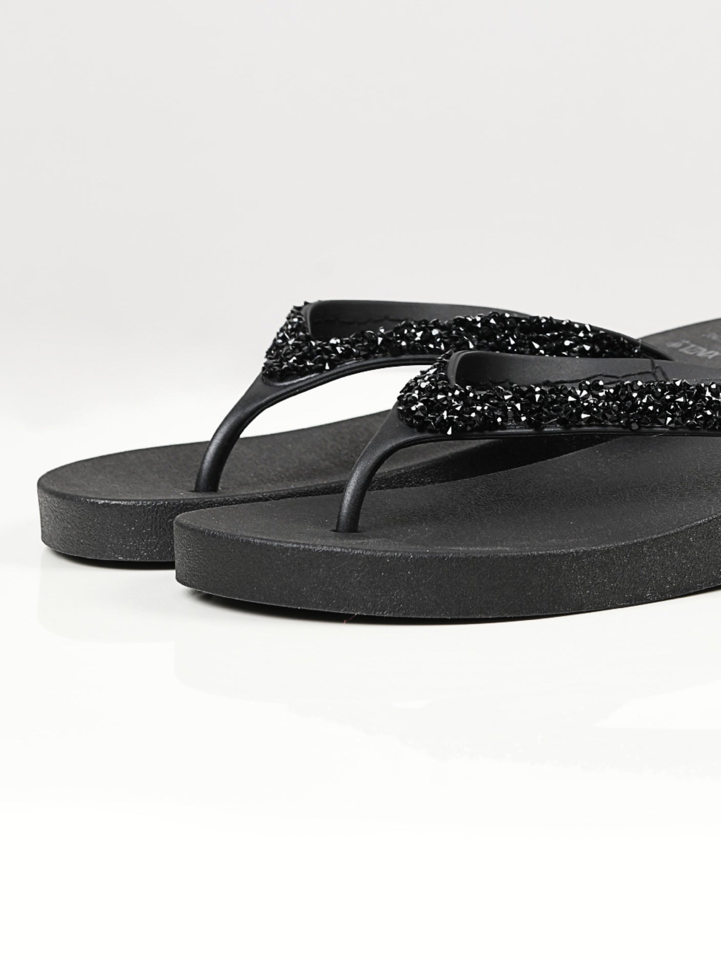 Limelight - Rhinestone Flip Flops - Black