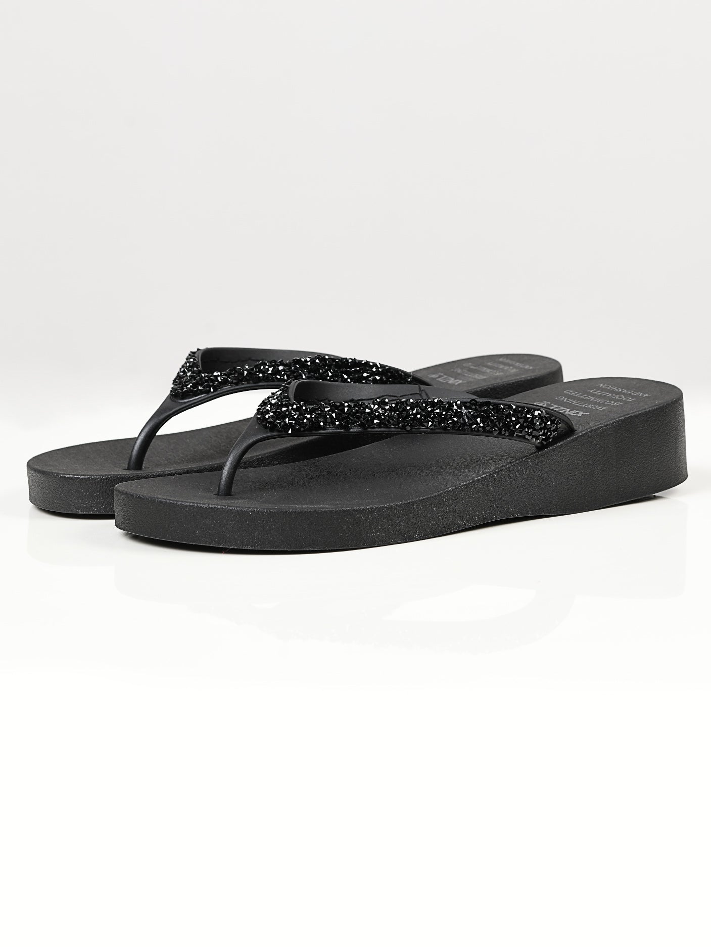 Limelight - Rhinestone Flip Flops - Black