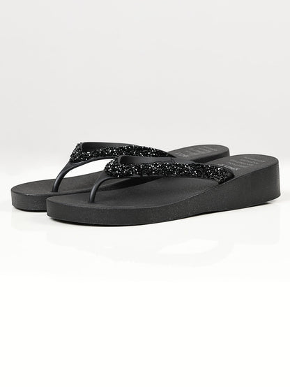 Limelight - Rhinestone Flip Flops - Black