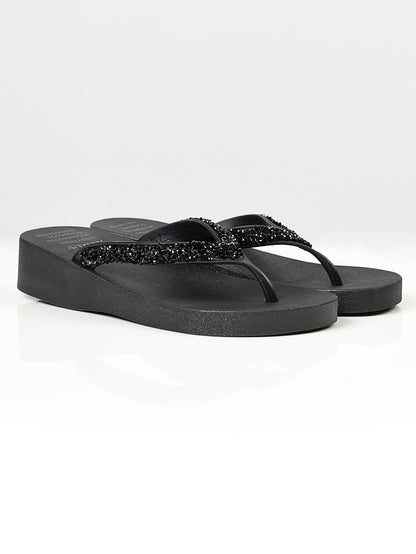 Limelight - Rhinestone Flip Flops - Black