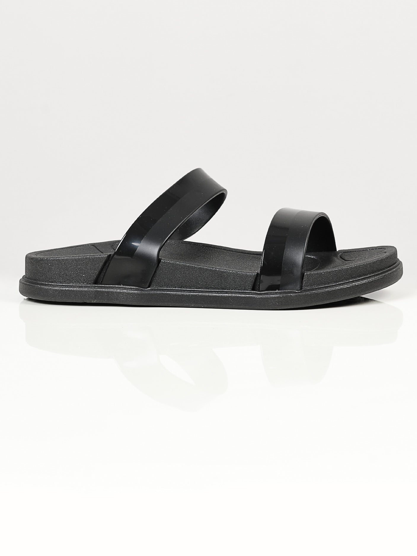 Limelight - Twin Strap Slippers - Black