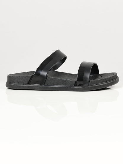 Limelight - Twin Strap Slippers - Black