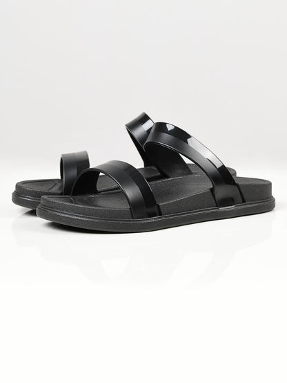 Limelight - Twin Strap Slippers - Black