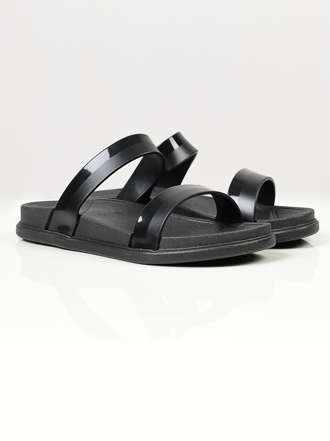 Limelight - Twin Strap Slippers - Black