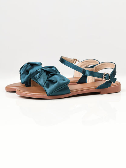 Limelight - Satin Bow Sandals - Green