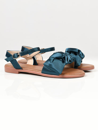 Limelight - Satin Bow Sandals - Green