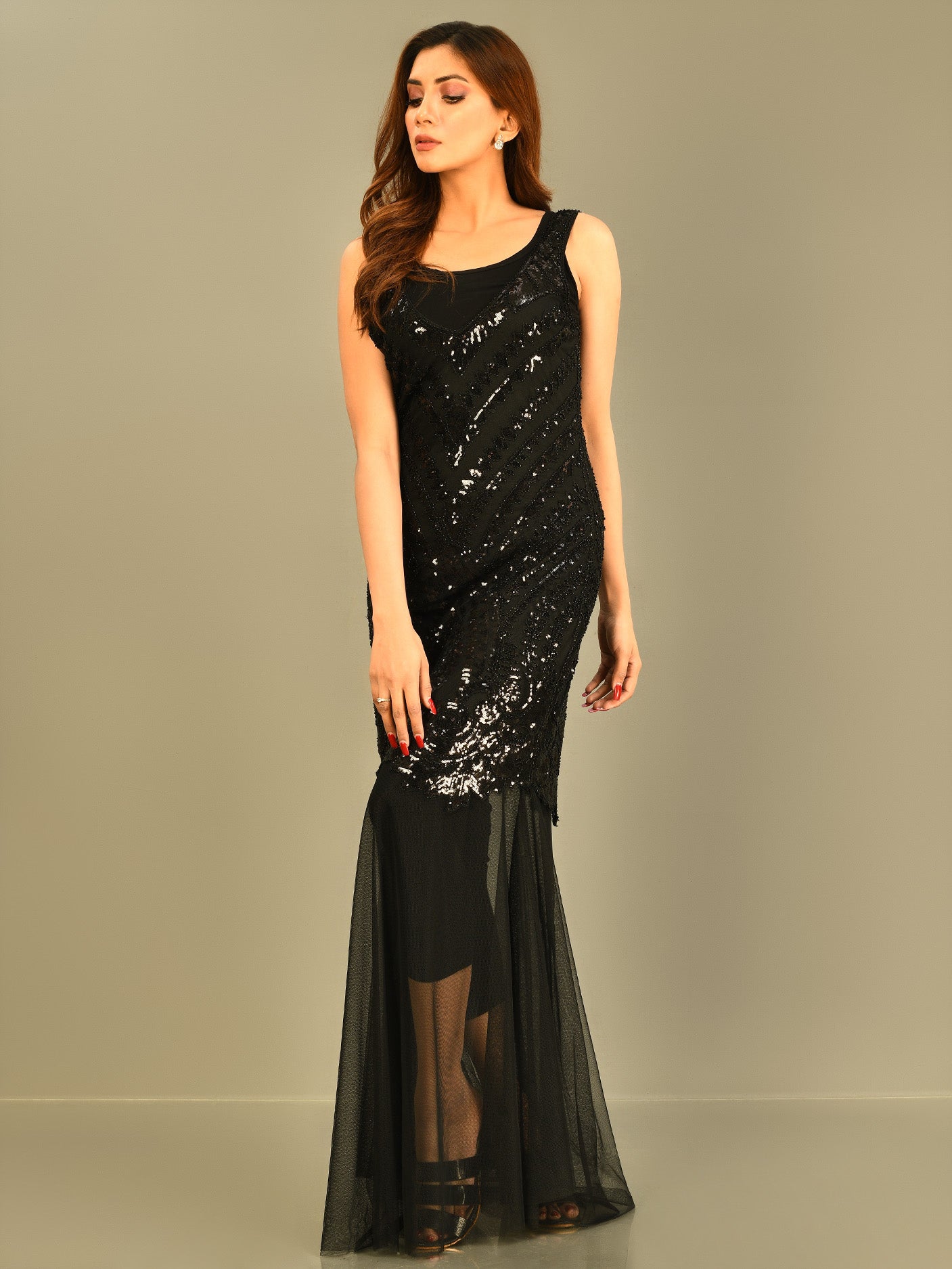 Limelight - Beaded Net Dress