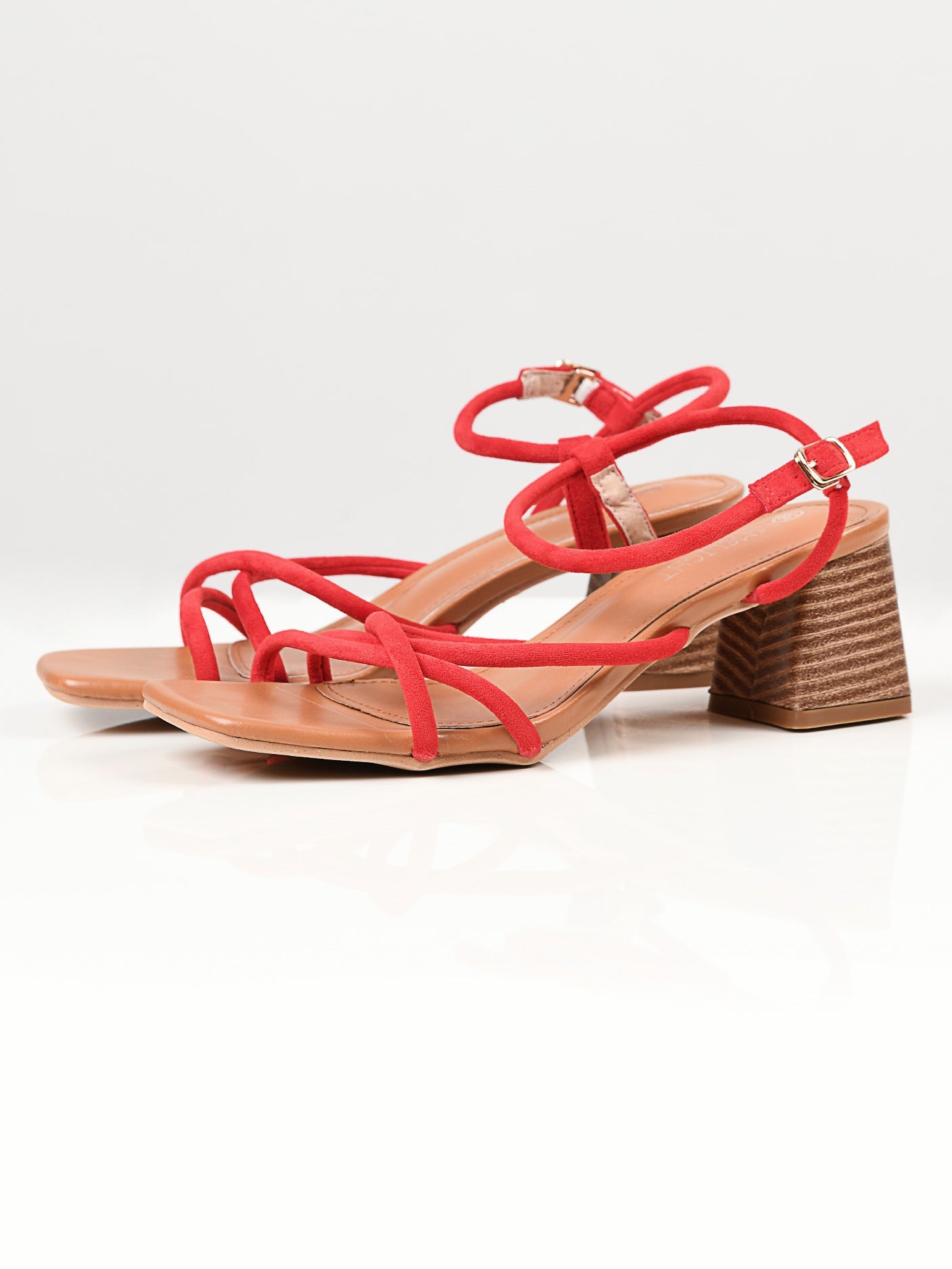 Limelight - Suede Strap Heels - Red