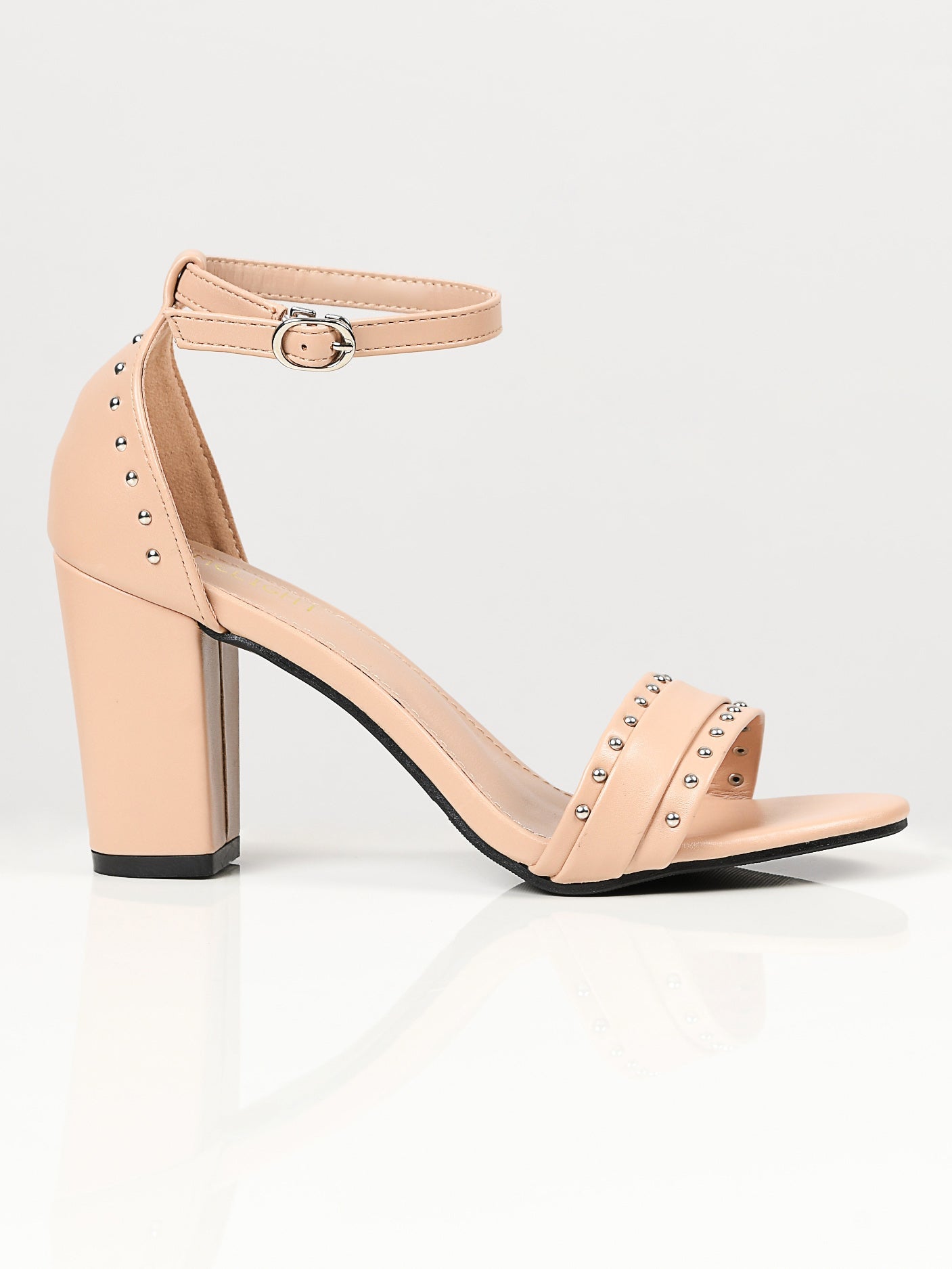 Limelight - Studded Block Heels - Light Peach