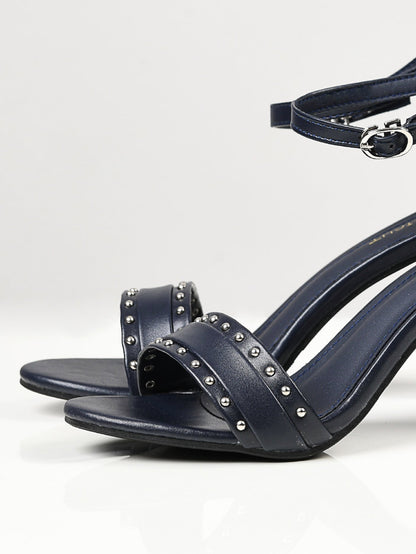 Limelight - Studded Block Heels - Navy Blue