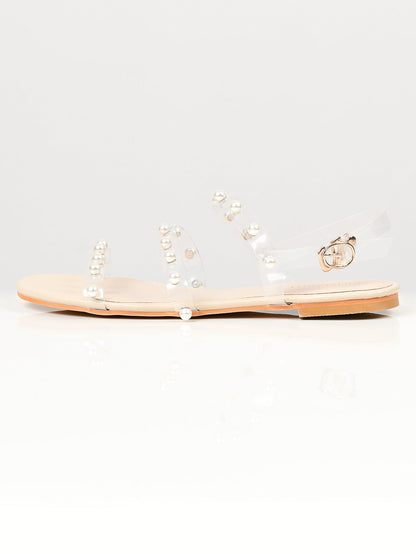 Limelight - Pearl Studded Sandals - Beige