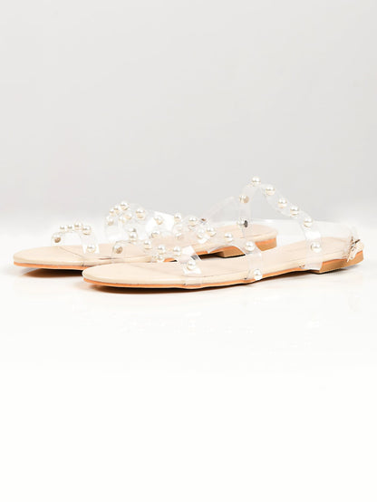 Limelight - Pearl Studded Sandals - Beige