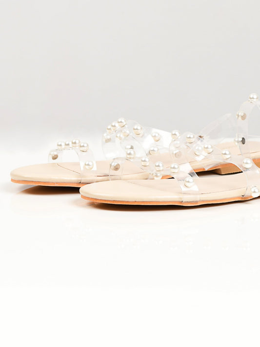 Limelight - Pearl Studded Sandals - Beige