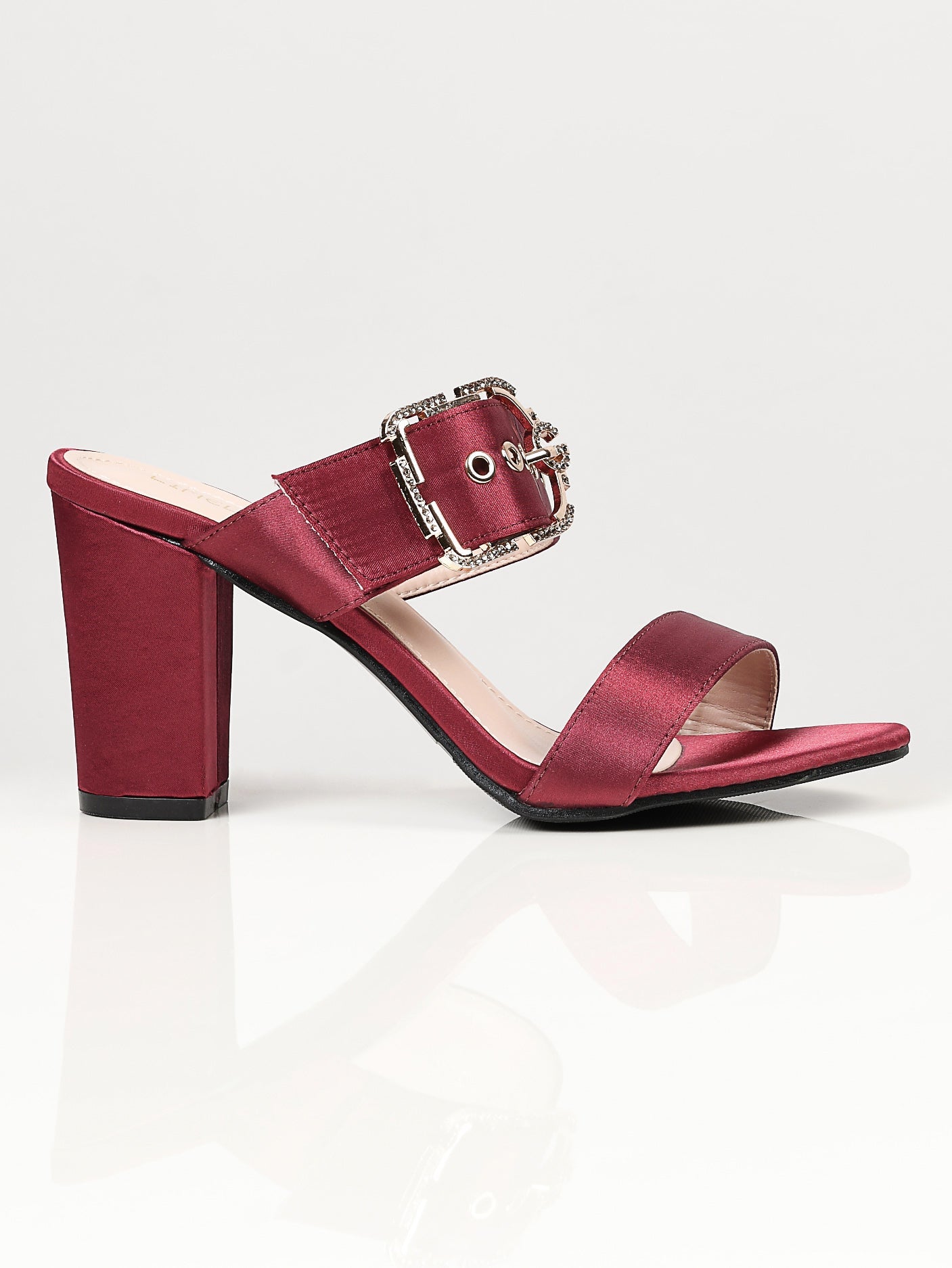 Limelight - Satin Buckle Heels - Maroon