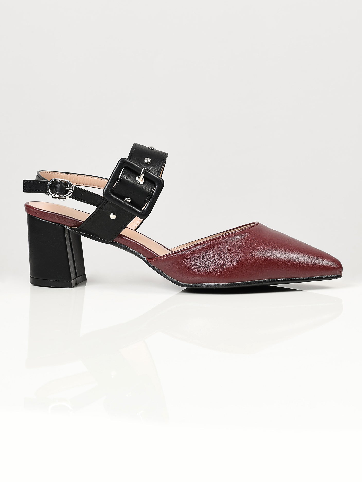 Limelight - Studded Buckle Heels - Maroon