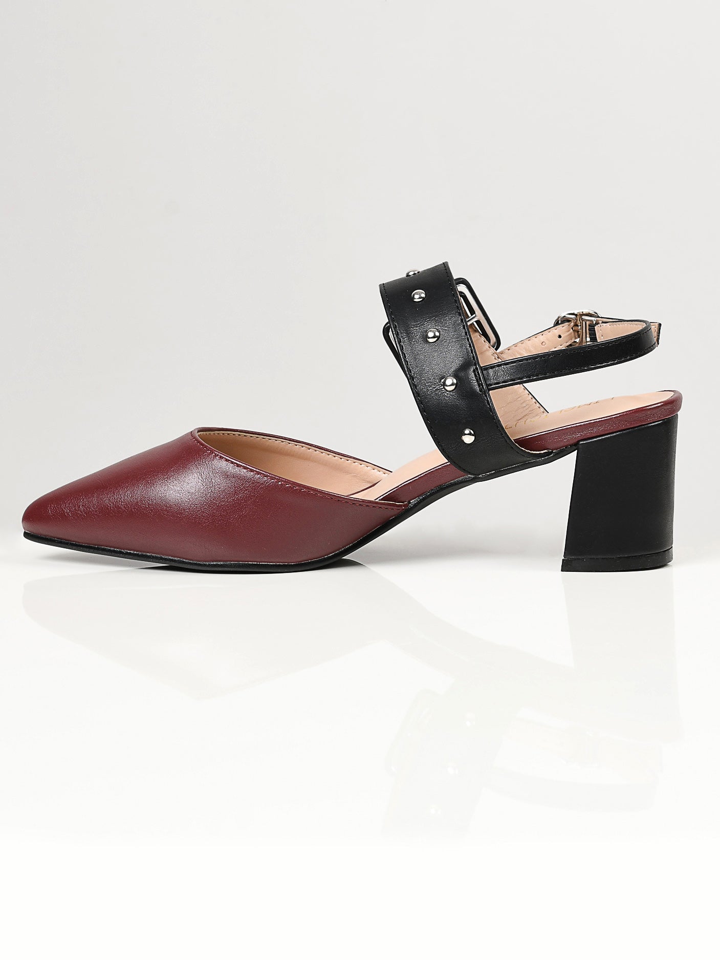 Limelight - Studded Buckle Heels - Maroon