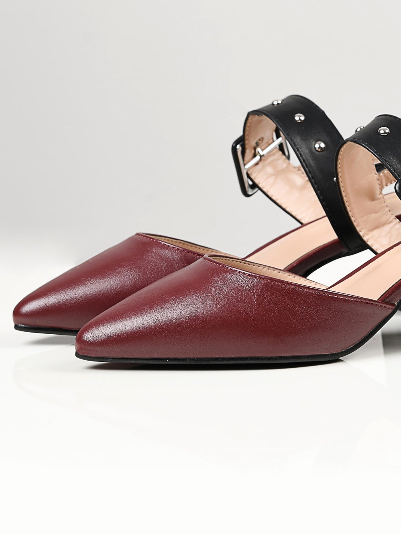 Limelight - Studded Buckle Heels - Maroon