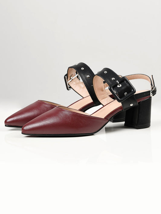 Limelight - Studded Buckle Heels - Maroon