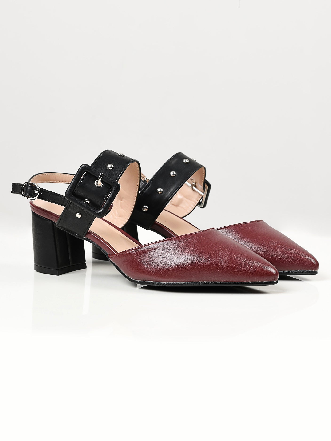 Limelight - Studded Buckle Heels - Maroon