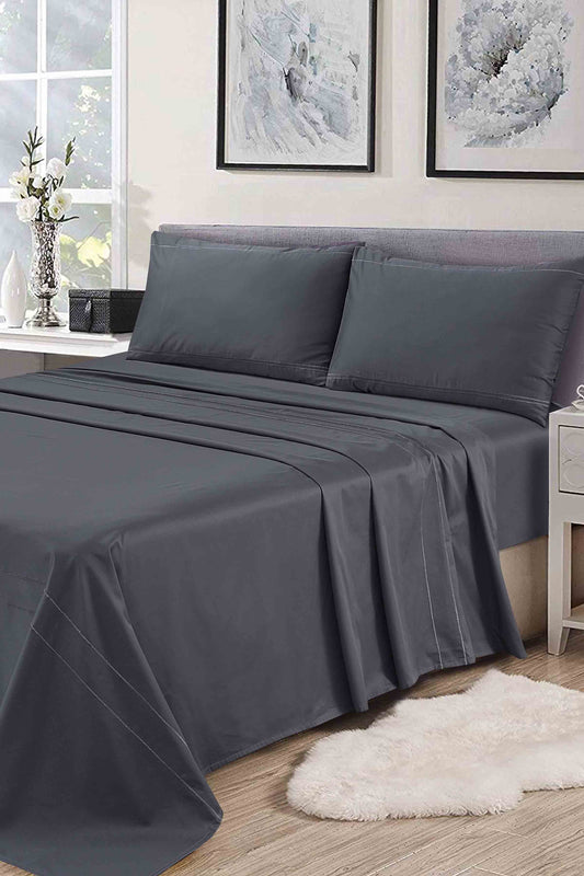 Nishat Linen - Dark Grey Dyed Sheet Set