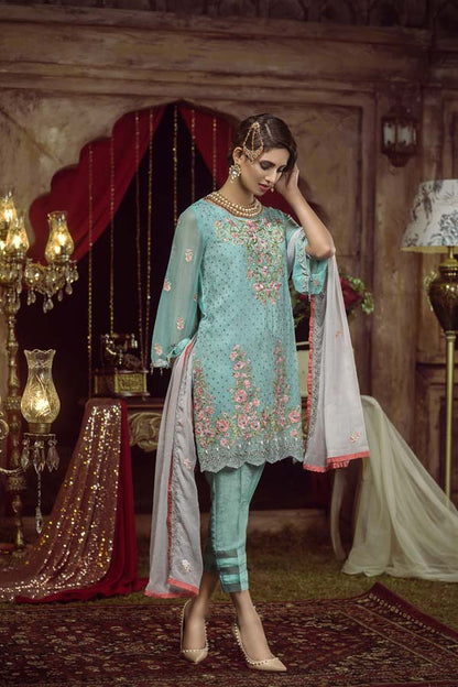 Adan's Libas - DOWNY - EMBROIDERED CHIFFON UNSTITCHED 3 PIECE