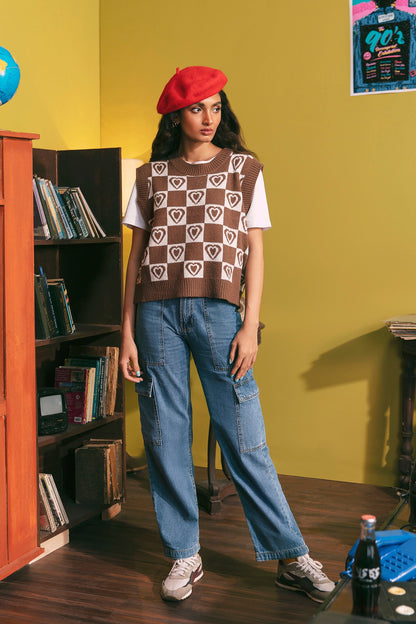 Ethnic - PSYCHEDELIC JACQUARD KNIT VEST (E0516/108/802)