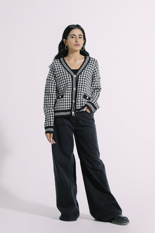 Ethnic - HOUNDSTOOTH CARDIGAN WITH GEM BUTTONS (E0526/108/902)