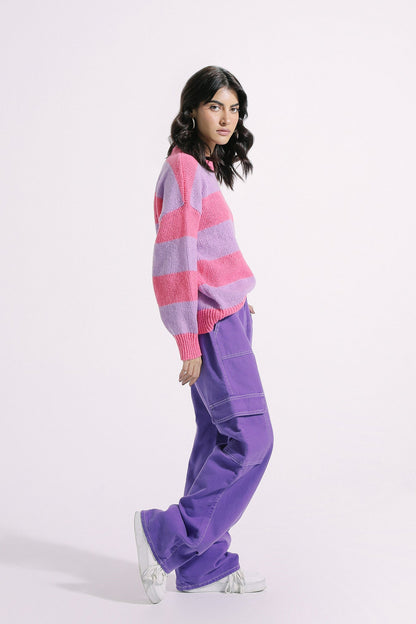 Ethnic - TEXTURED STRIPED SWEATER (E0537/108/408)