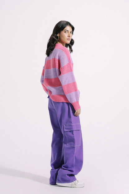 Ethnic - TEXTURED STRIPED SWEATER (E0537/108/408)