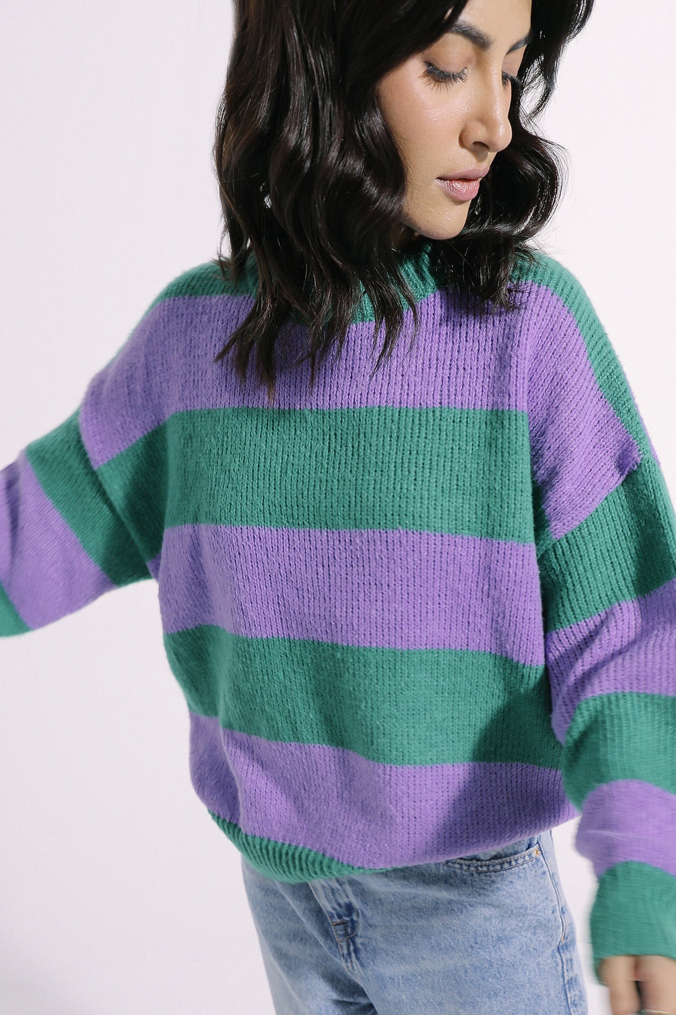 Ethnic - STRIPED KNIT SWEATER (E0537/108/510)