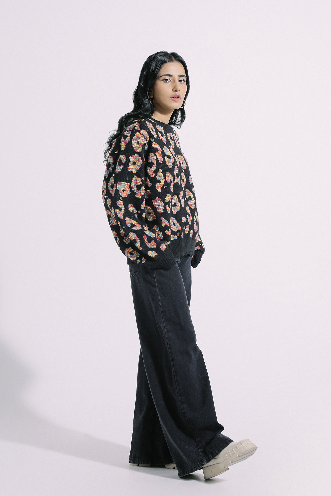 Ethnic - JACQUARD SWEATER WITH METALLIC PEARLS (E0544/108/902)