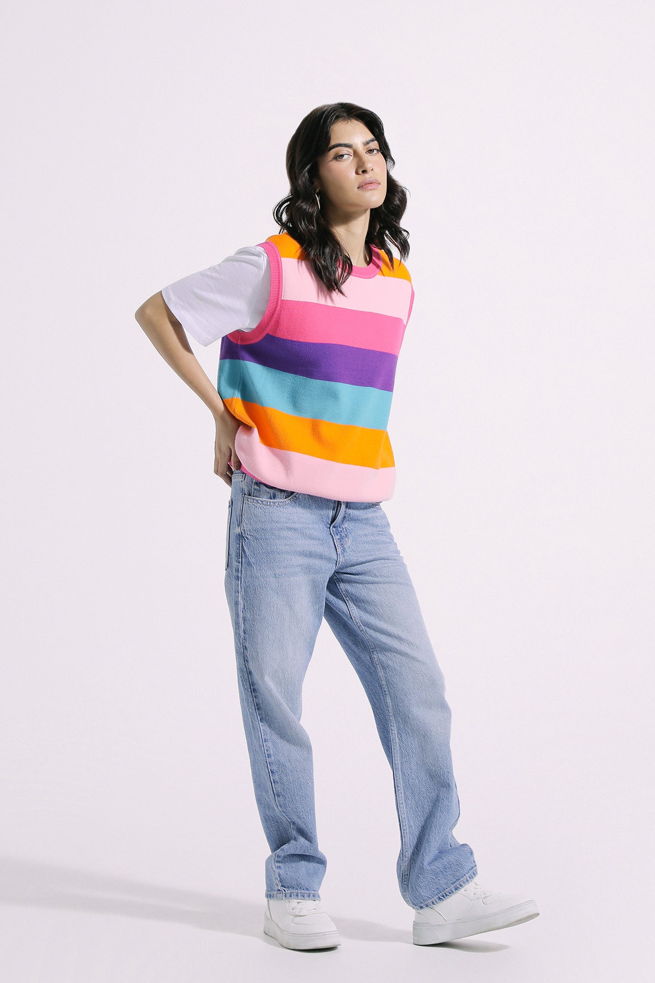 Ethnic - STRIPED KNIT VEST (E0559/108/408)